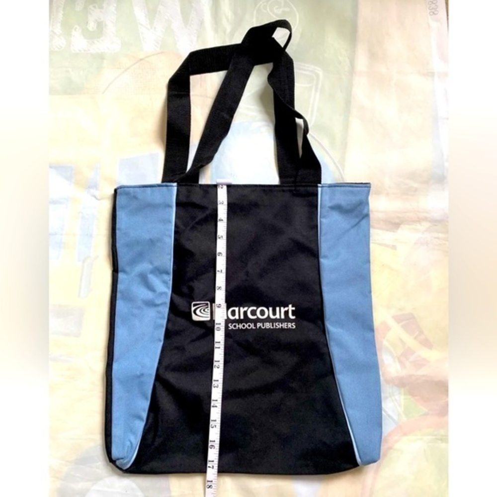 Leeds Tote Canvas Bag Black &  Blue RARE New 14.5" X15.5" - Picture 3 of 9